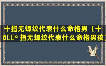 十指无螺纹代表什么命格男（十 🐺 指无螺纹代表什么命格男孩）